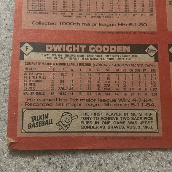 1986 Topps 4 panel uncut Malong with other cards. See description for condition. - Picture 5 of 7